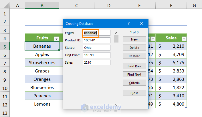 How to Create a Database in Excel with Form