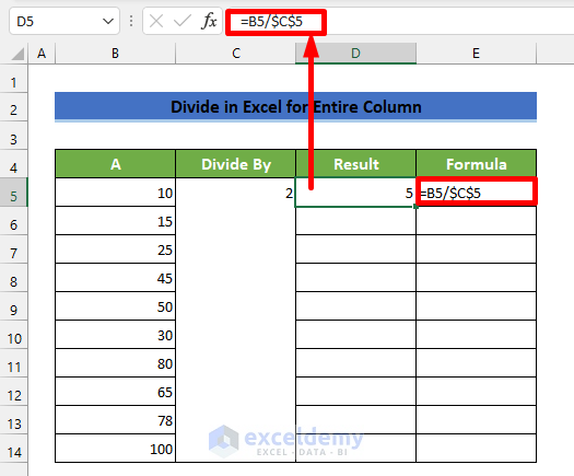 How to Divide One Column by Another in Excel