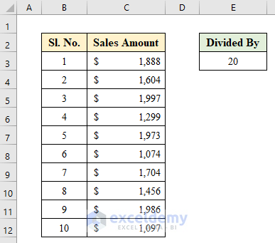 Divide in Excel Without Formula