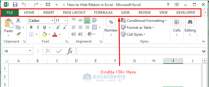 How to Hide Ribbon in Excel (6 Simple Ways) - ExcelDemy