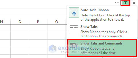 How to Hide Ribbon in Excel with ribbon display