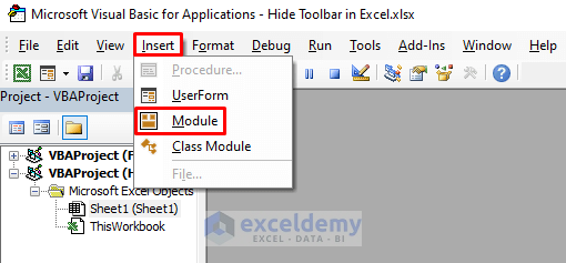 Excel VBA to Hide Toolbar in Excel