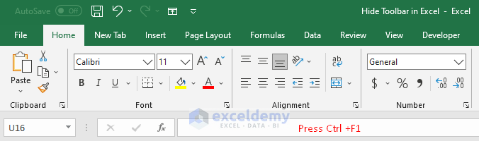 Hide Commands from Excel Toolbar