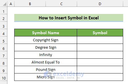 How to Insert Symbol in Excel