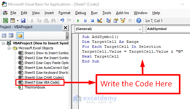 Write the VBA Code