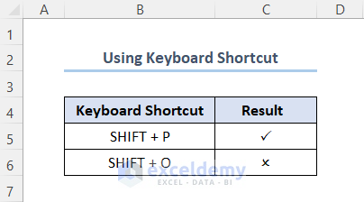How to Insert Tick Mark in Excel-Using Keyboard Shortcut