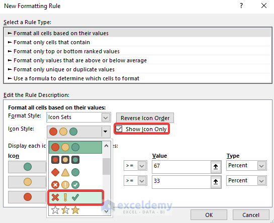 Using Conditional Formatting-How to Insert Tick Mark in Excel