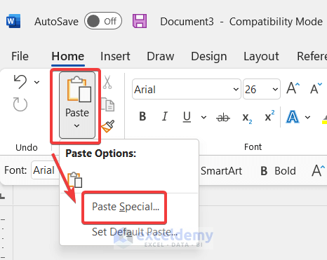 Making The Excel Worksheet An Embedded Object To Insert Into Word