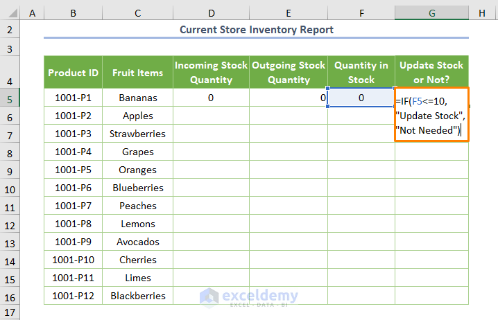 How to Maintain Store Inventory Report in Excel