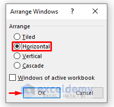 Excel ‘Arrange All’ Command to Open Multiple Files in One Window