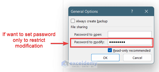 To Set Password Restricting the Opening of the Excel Sheet