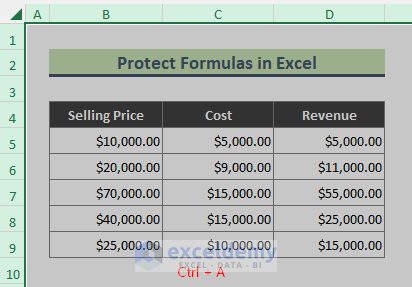 Hide Formulas to Protect in Excel Worksheets