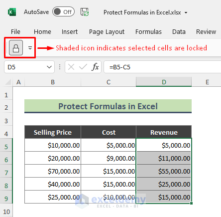 Add ‘Lock Cell’ Icon to Excel Quick Access Toolbar