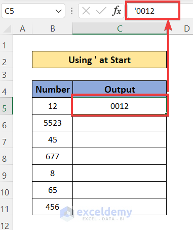 How to Put 0 in Excel in Front of Numbers