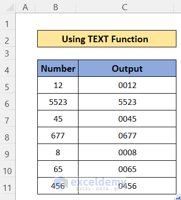 Using TEXT Function