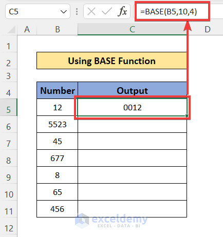 Using BASE Function