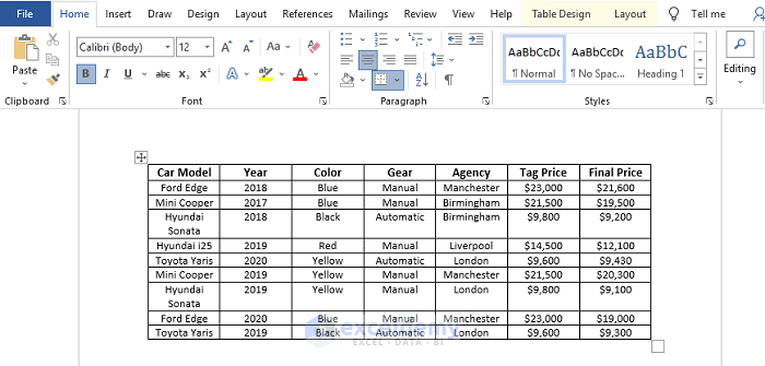 Put a Large Excel Table into Word