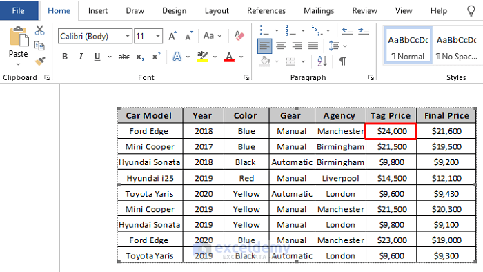 Put a Large Excel Table into Word