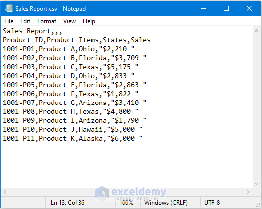 Dataset in CSV File