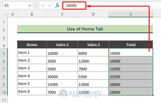 Remove Hidden Formulas Using Home Tab in Excel