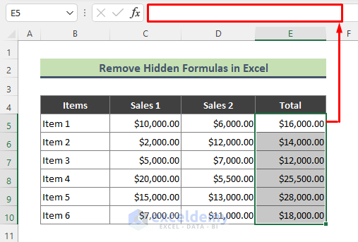 5 Methods to Remove Hidden Formulas in Excel