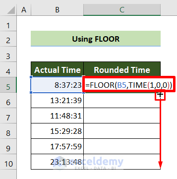 Use the FLOOR & TIME Function to Round Time in Excel