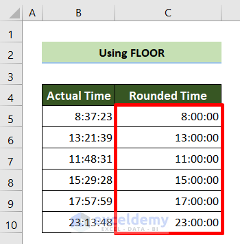 Use the FLOOR Function to Round Time in Excel