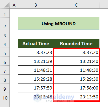 Use the MROUND Function to Round Time