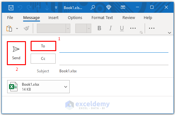 Using Share Option to Send an Editable Excel Spreadsheet by Email