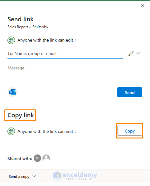Copy the Link Only Using Co-authoring Feature 