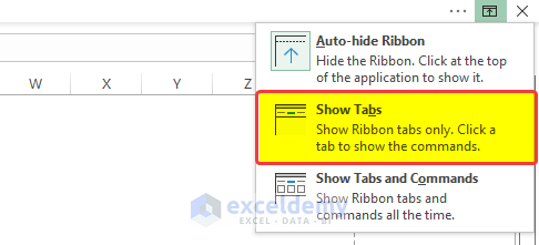 Show Toolbar Using the Control Buttons