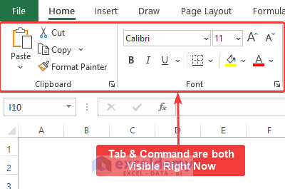 Show Toolbar in Excel Using the Control Buttons