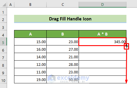 Use Fill Handle in Excel by Dragging