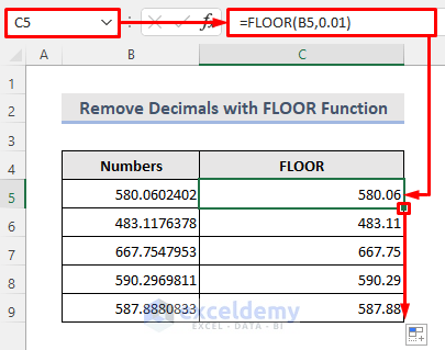 Remove Decimal Places with Excel FLOOR Function