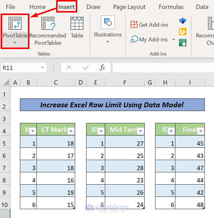 Increase Excel Row Limit Using Data Model (Pivot Table)