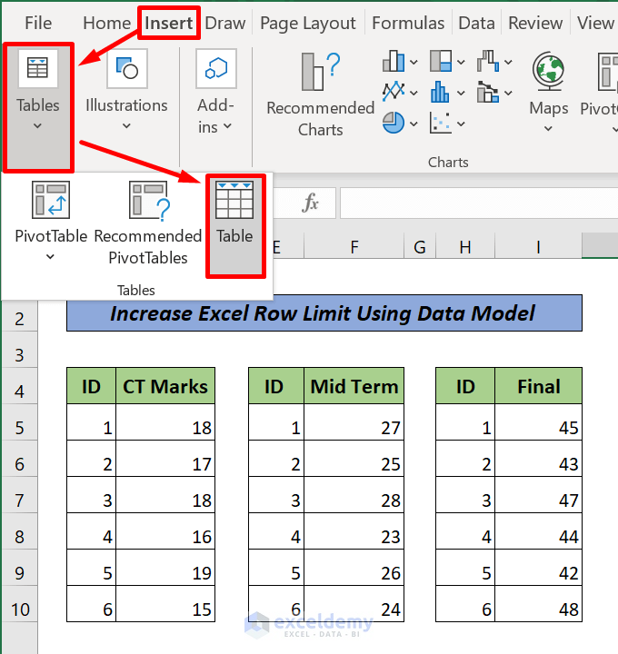 Increase Excel Row Limit Using Data Model