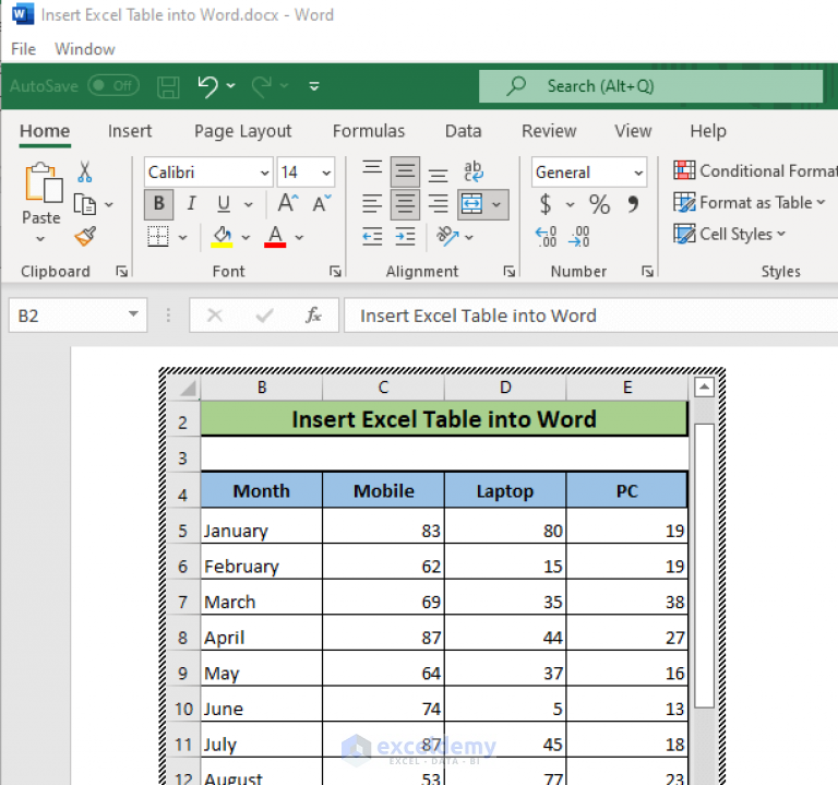 How to Insert Excel Table into Word (8 Easy Ways) ExcelDemy