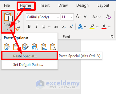 Insert Excel Table into Word