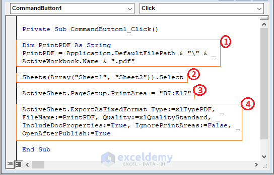 Method 2-Excel Print to PDF Macro Button