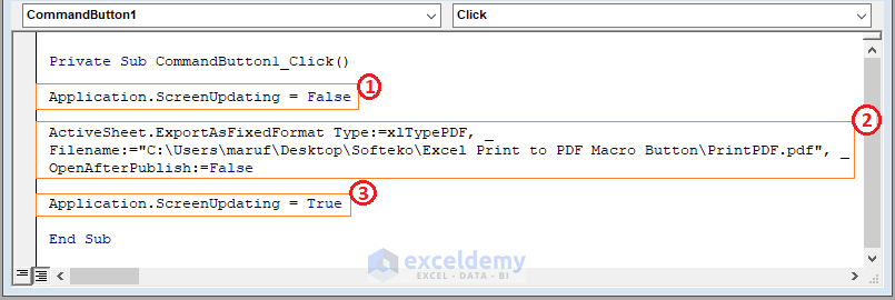 Method 4-Excel Print to PDF Macro Button