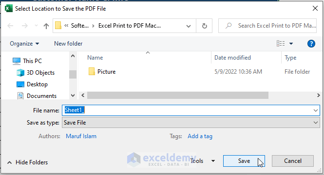 File saving option