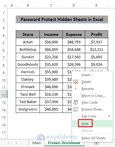 Password Protect Hidden Sheets in Excel 