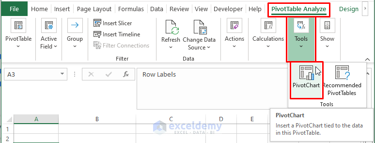 Inserting Pivot chart-Create a Timeline Chart in Excel