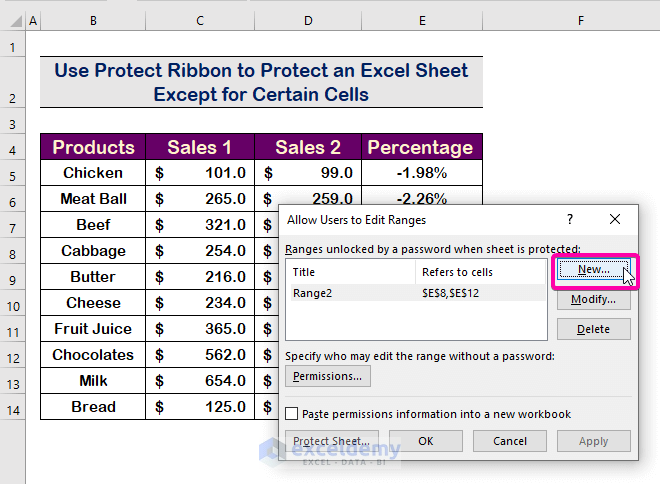 Handy Approaches to Protect an Excel Sheet Except for Certain Cells