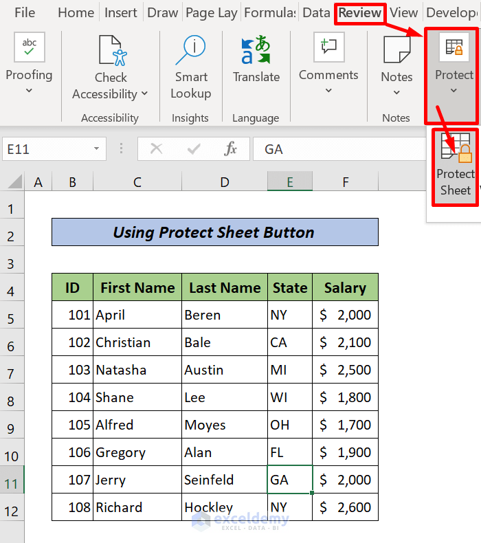 Protect Excel Sheet But Allow Data Entry Utilizing Protection Tab from Format Cells Option