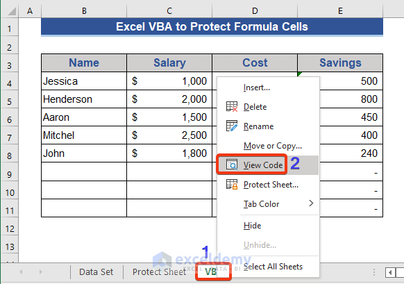 Excel VBA to Protect Formula Cells