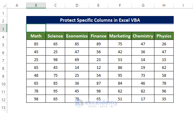 Protetct Specific Columns in Excel