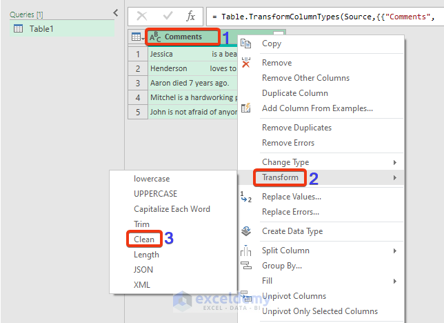 Remove Extra Tab Spaces with Excel Power Query