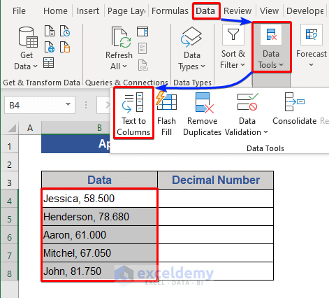 Use Text to Column Wizard to Separate Decimal Numbers
