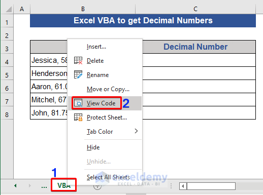 Excel VBA Code to Separate Decimal Numbers